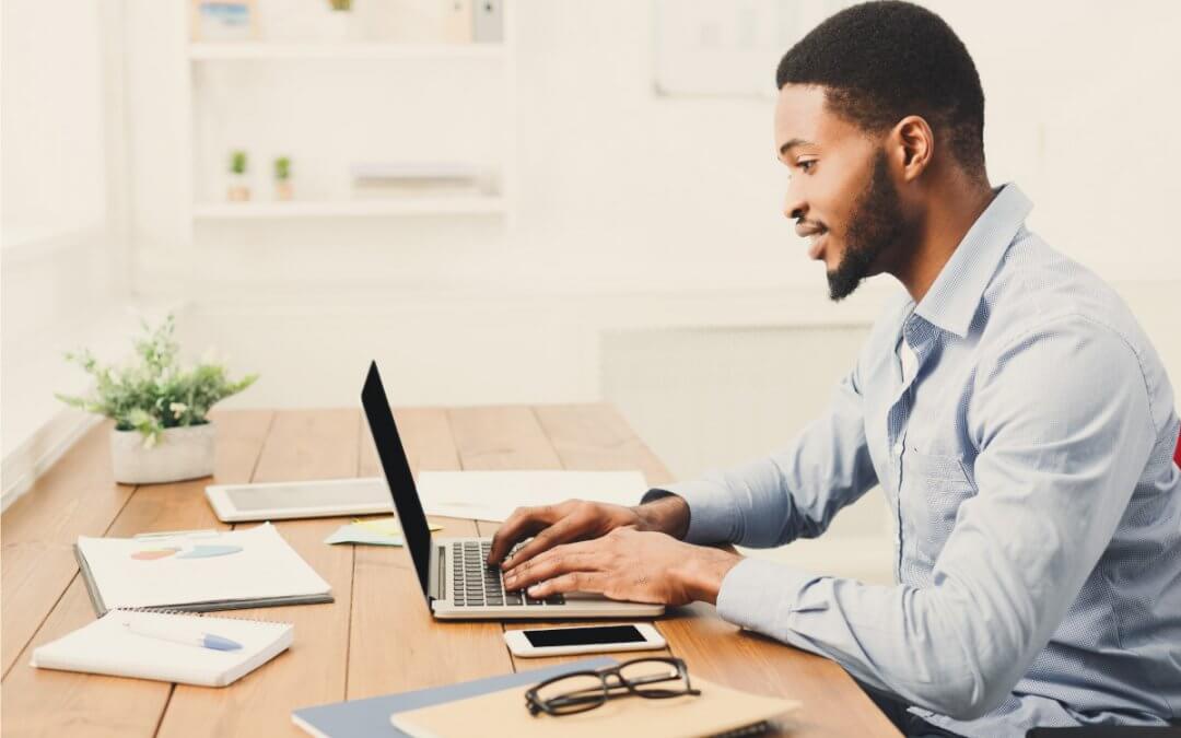 Young professional working on laptop