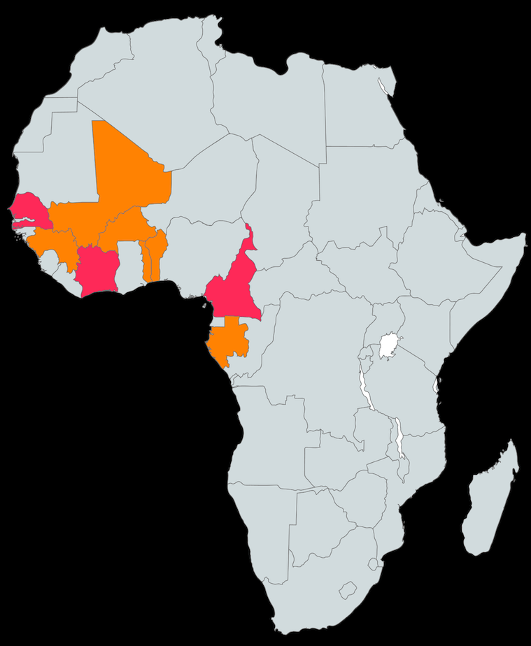 Full Africa Map HUB2 dark Full Africa Map with highlighted countries