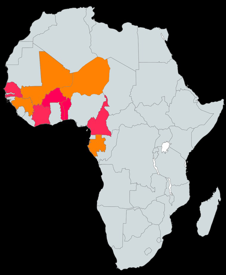 Full Africa Map with highlighted countries